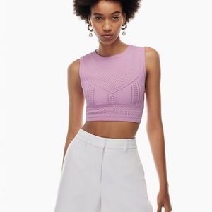 Babaton Pointelle sweater tank, light blue, medium